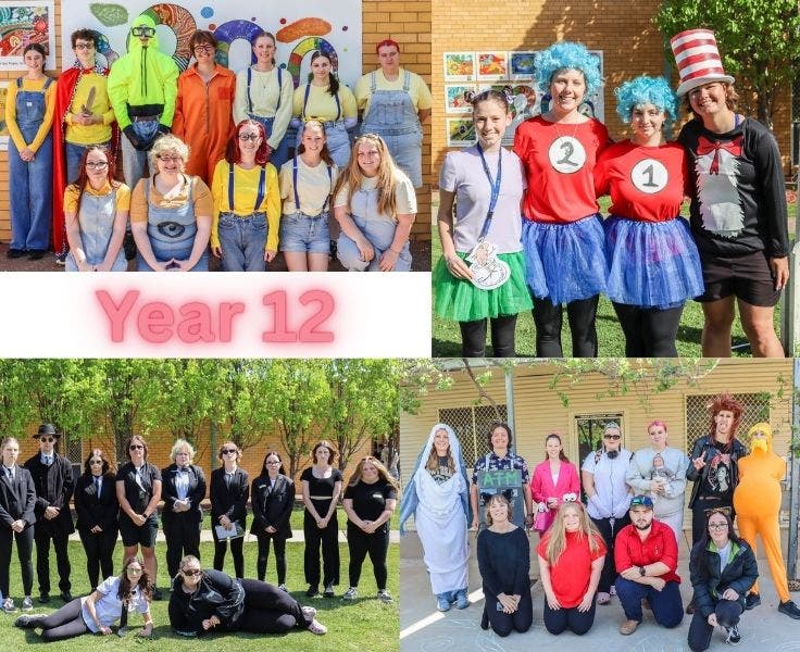 Year 12 fun final week. Students dressed in differenet costumes