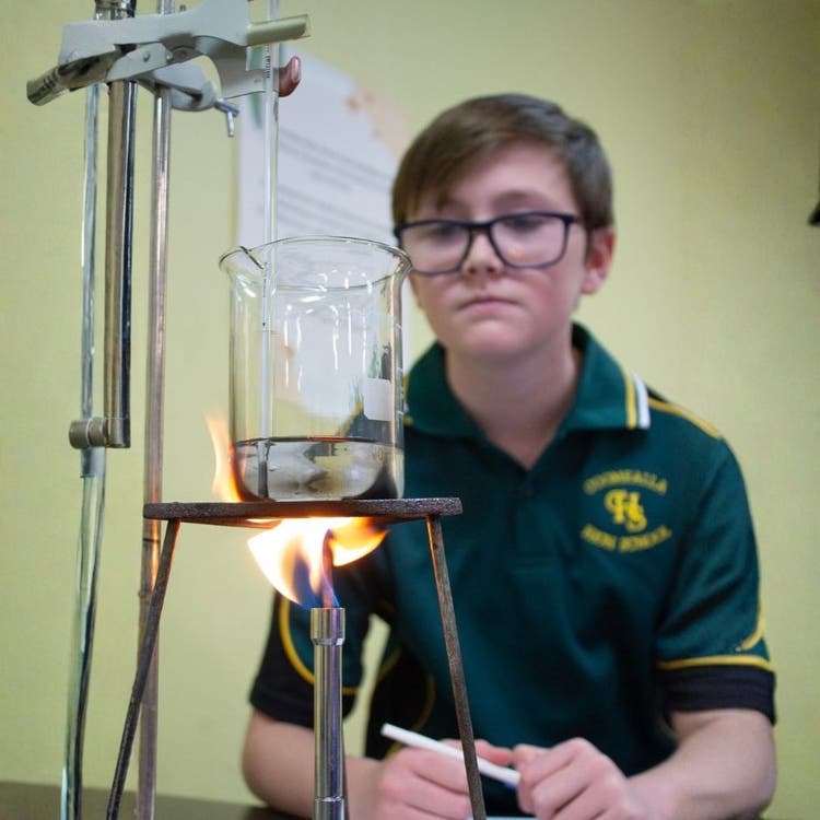 Student doing a science experiment